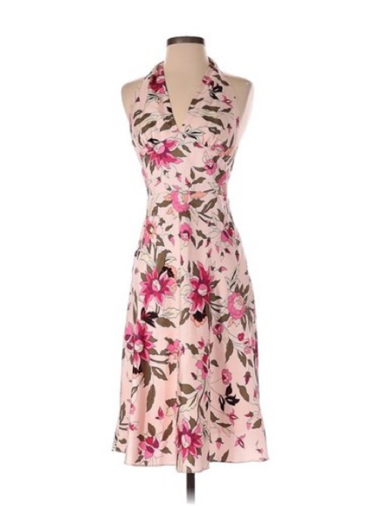 Laundry By Shelli Segal Dresses & Skirts - Laundry By Shelli Segal Pink Floral Halter-Neck Midi Dress